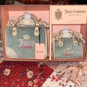 Juicy Couture Green and Cream Satchel Duo